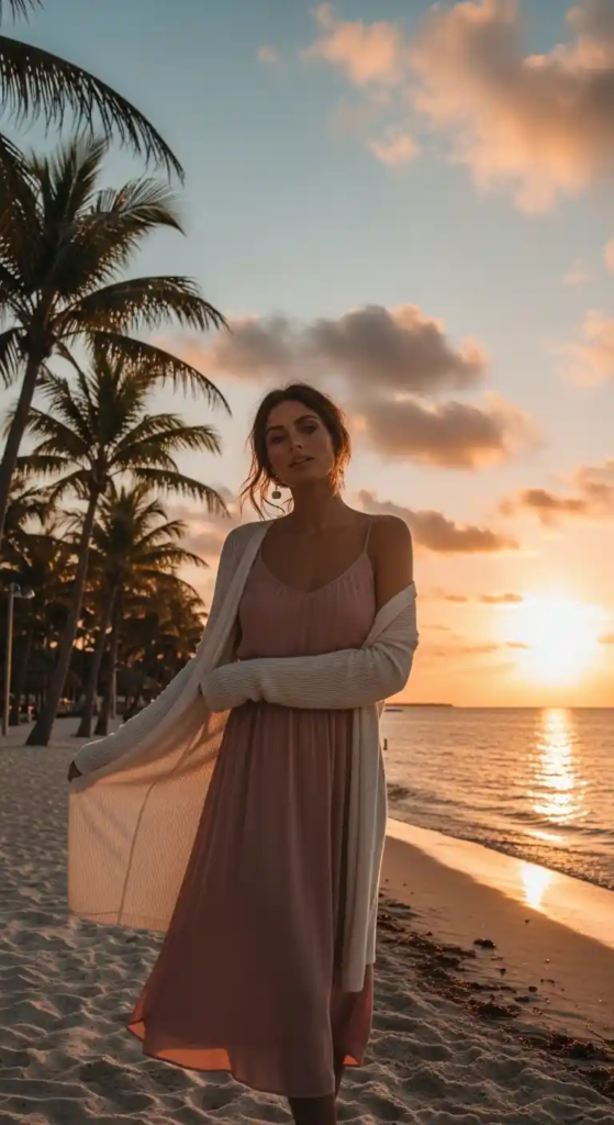 Lightweight Cardigan with Sleeveless Dress