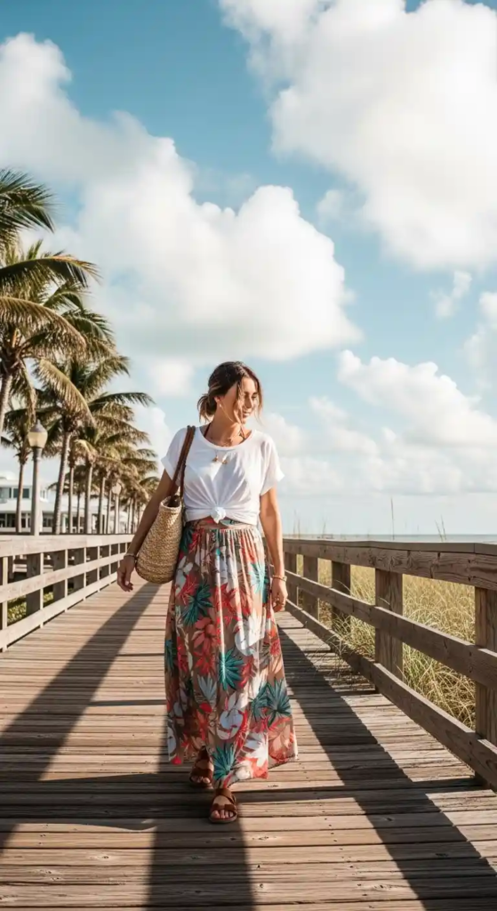 Flowy Maxi Skirt with Relaxed Tee