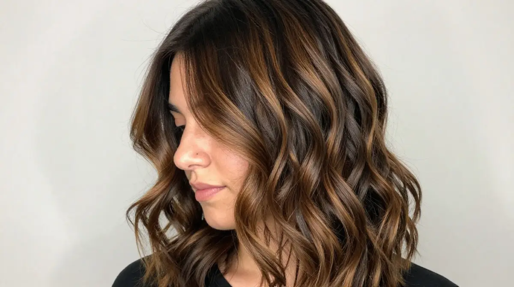 Caramel Highlights on Jet Black Hair